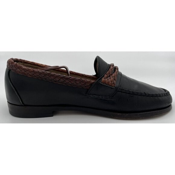 Allen Edmonds Braided Newcomb Black Leather Loafers Dress Shoes Mens Size 9.5D